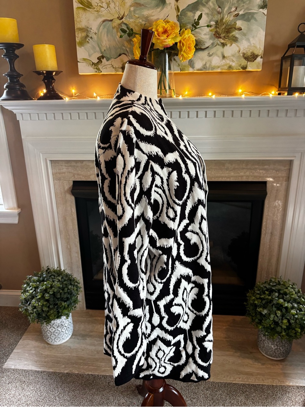 *NEW* Chico’s Contrast Jacquard Cardigan Sweater - Size 2XL - Picture 3 of 7